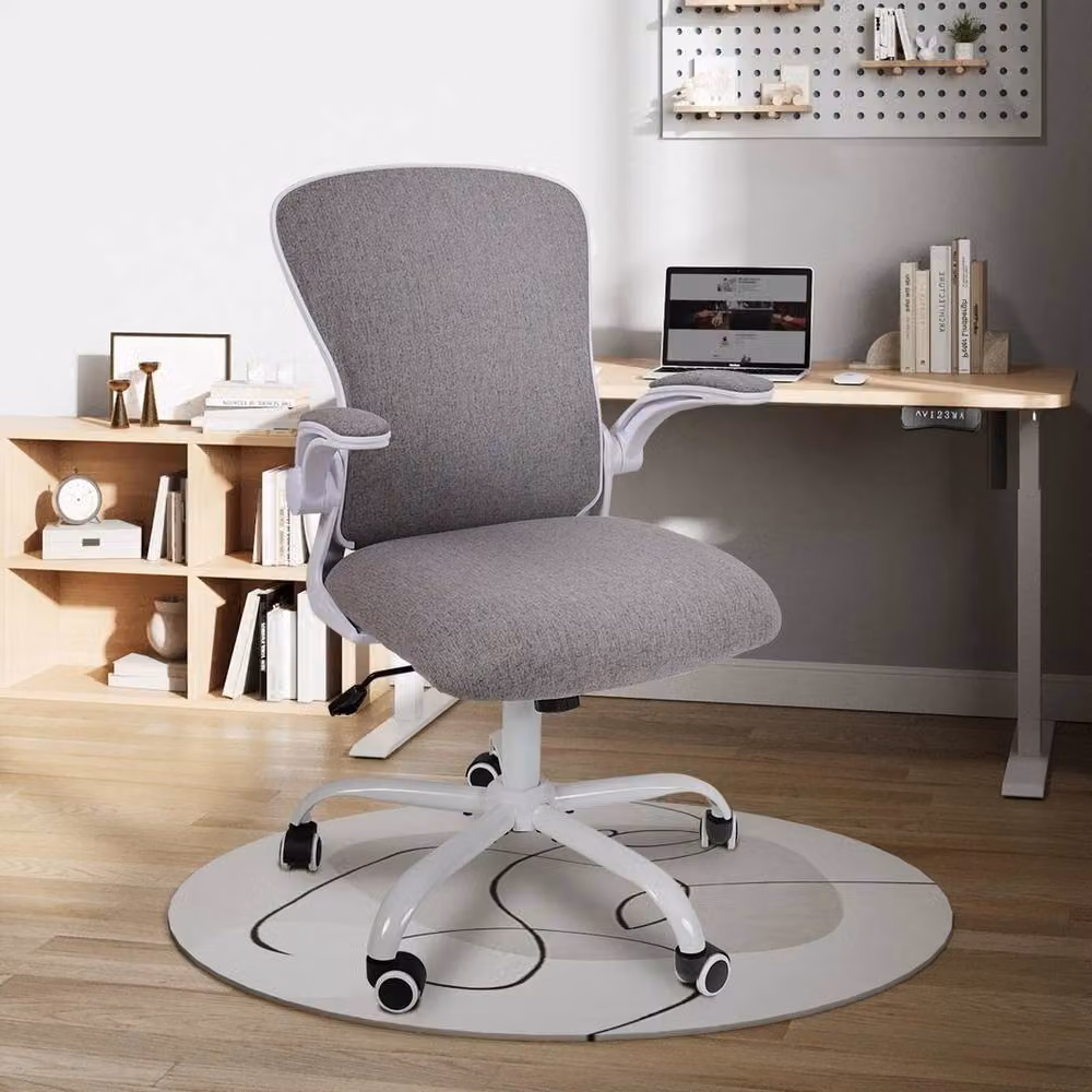 FORGEVIO Ergonomic Swivel Office Chair in Grey Fabric with Armrests – 2