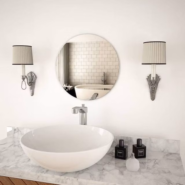 Berkfield Home Round Glass Wall Mirror in Silver, Diameter: 40 cm