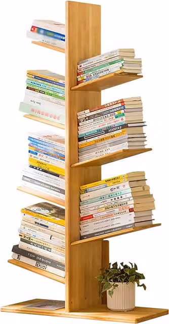 Kidkid Rustic Wooden Tree Design Floor Storage Rack for Children, Brown, Height: 120 cm