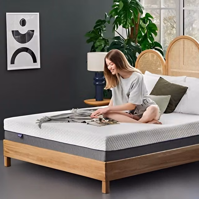 ELLE Decoration Tanzanite Opulance Hybrid Memory Foam and Pocket Sprung Mattress in Grey and White, 180 x 200 cm