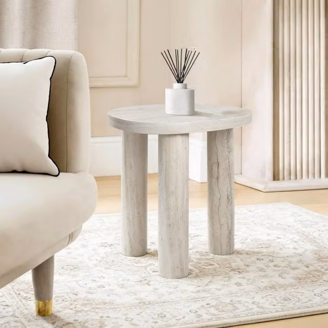 OHS Round Minimalist Side Table in Sand MDF Laminate