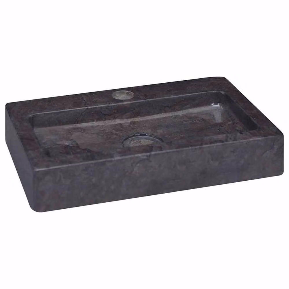 Berkfield Black Marble Countertop Home Sink, W: 38 cm, D: 24 cm, H: 6.5 cm – 3