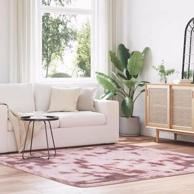 Berkfield Home NAVARRA Shaggy High Pile Rug, Dusty Pink, W/D: 200 x 200 cm – 1