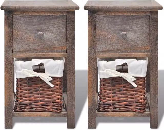 Berkfield Home Compact Bedside Cabinets, 2 Piece Set in Brown Wood