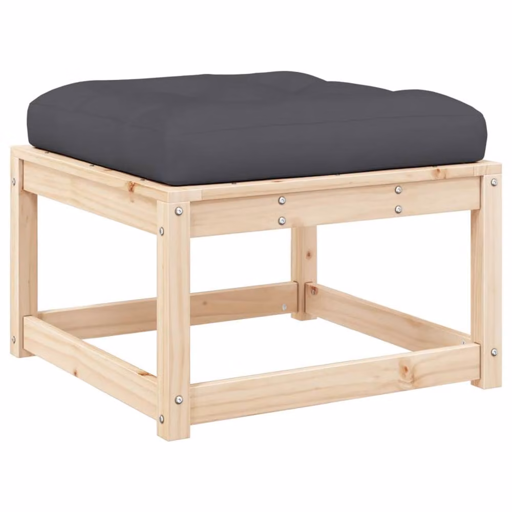 Berkfield Home Beautiful Garden Footstool with Cushions in Light Tan Solid Pine Wood – 2