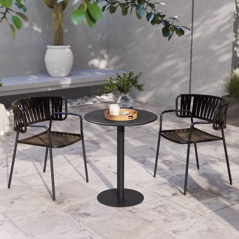 STILVORA Round Dining Table for Two with Black Matt Metal Base – 5