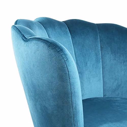 Genesis Flora Teal Velvet Accent Chair with Petal Back and Golden Chrome Metal Legs – 3