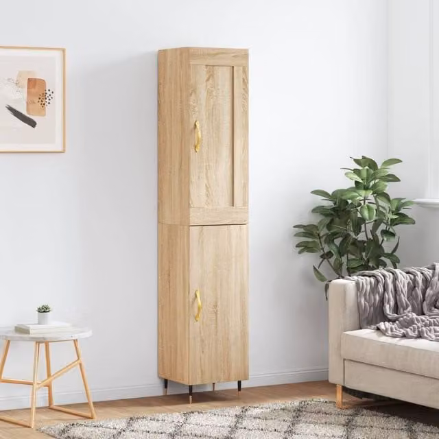 Berkfield Home Sonoma Oak Highboard in Brown, W/D/H: 34.5 x 34.5 x 180 cm – 1