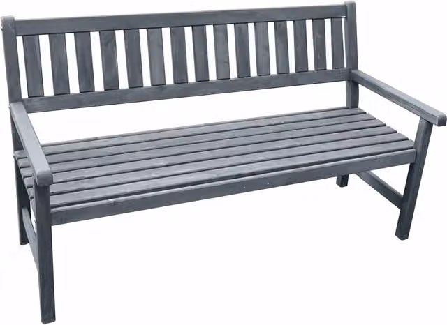Promex Grey Johanna 3-Seater Modern Garden Bench in Treated Pine Wood with Armrests