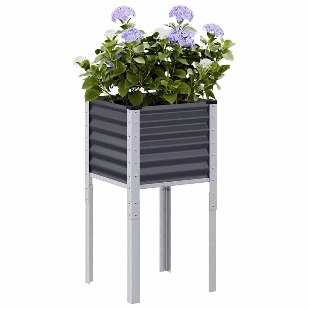 Berkfield Home Ornamental Steel Garden Planter Tub in Anthracite, W/D/H: 45 x 45 x 88 cm – 2