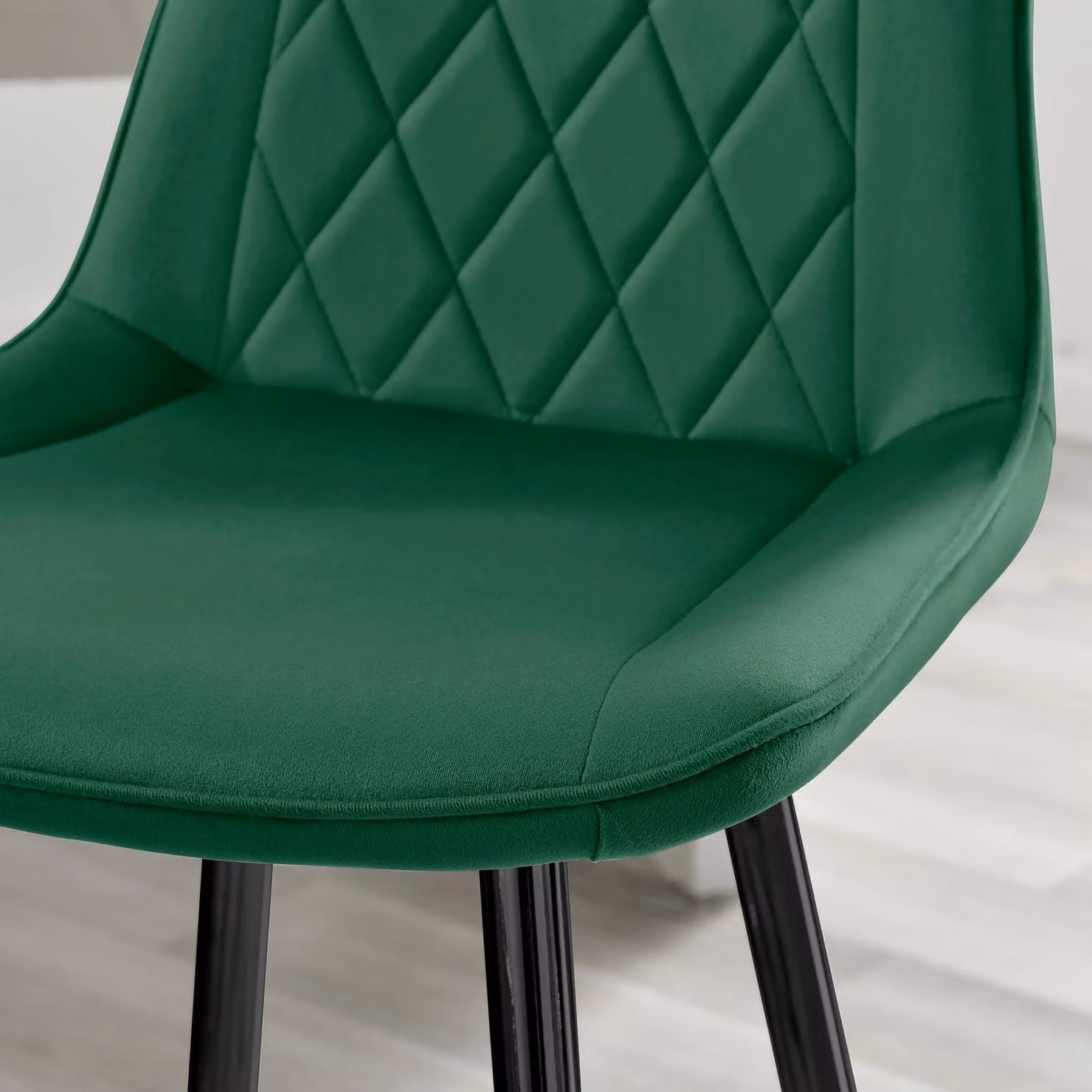 FurnitureboxUK Pesaro Set of 2 Green Velvet Counter Stools with Black Metal Legs – 3