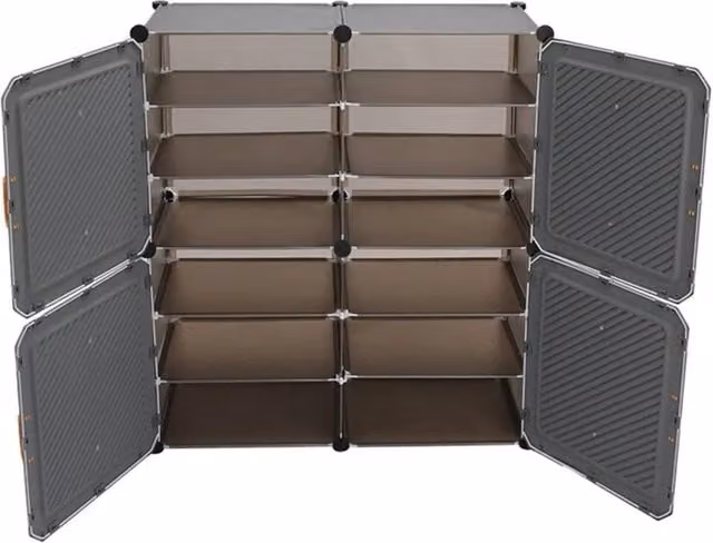 Kelvenix 6-Tier Shoe Cabinet with 4 Doors in Dark Grey