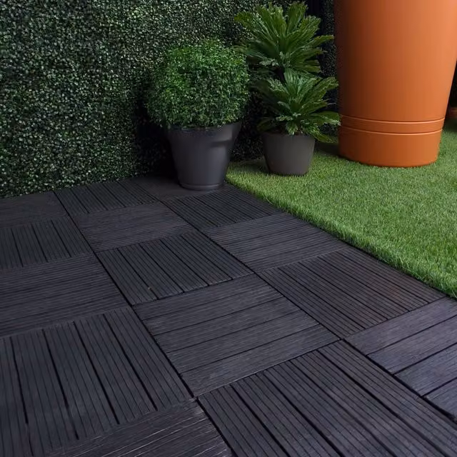 NOVECRAFTO Waterproof Wood Decking Tiles for Outdoor Garden Patio and Balcony in Anthracite Grey, 30 Pack