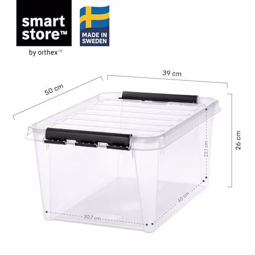 SmartStore Storage Boxes Bonus Pack, 3x 31L and 2x 52L, Clear, Clip Locked, Stackable and Nestable, BPA Free, L50 x W39 x H41cm