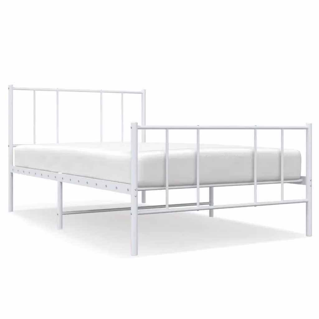 Berkfield Home Metal Bed Frame with Headboard and Footboard in White, W/D/H: 80 x 200 cm – 2