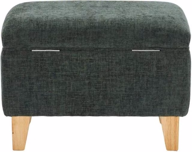 KORVIXA Small Green Fabric Storage Ottoman Bench – 1