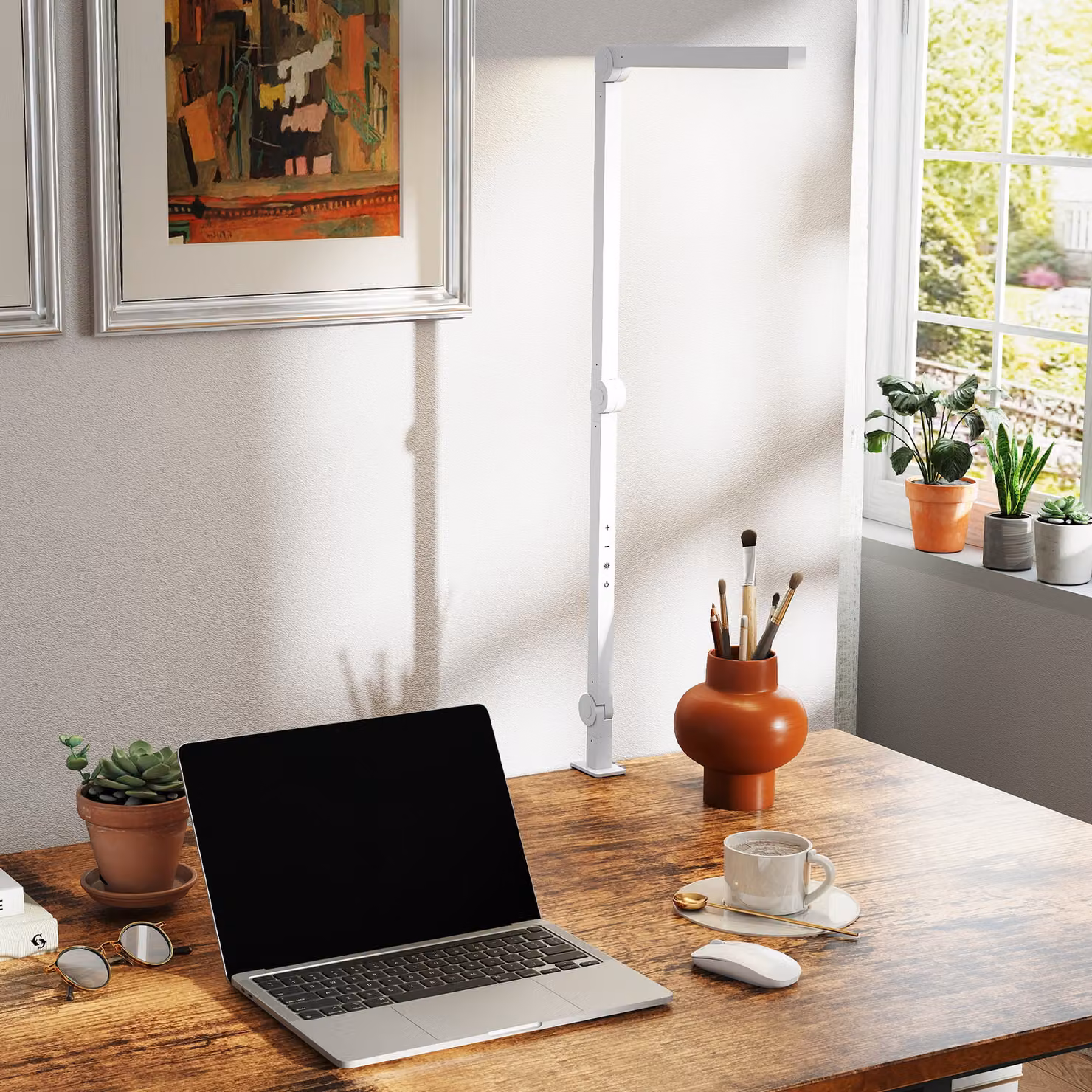 HOMCOM LED Desk Lamp in White, Dimmable and Adjustable Task Light with Clamp and Touch Control – 4