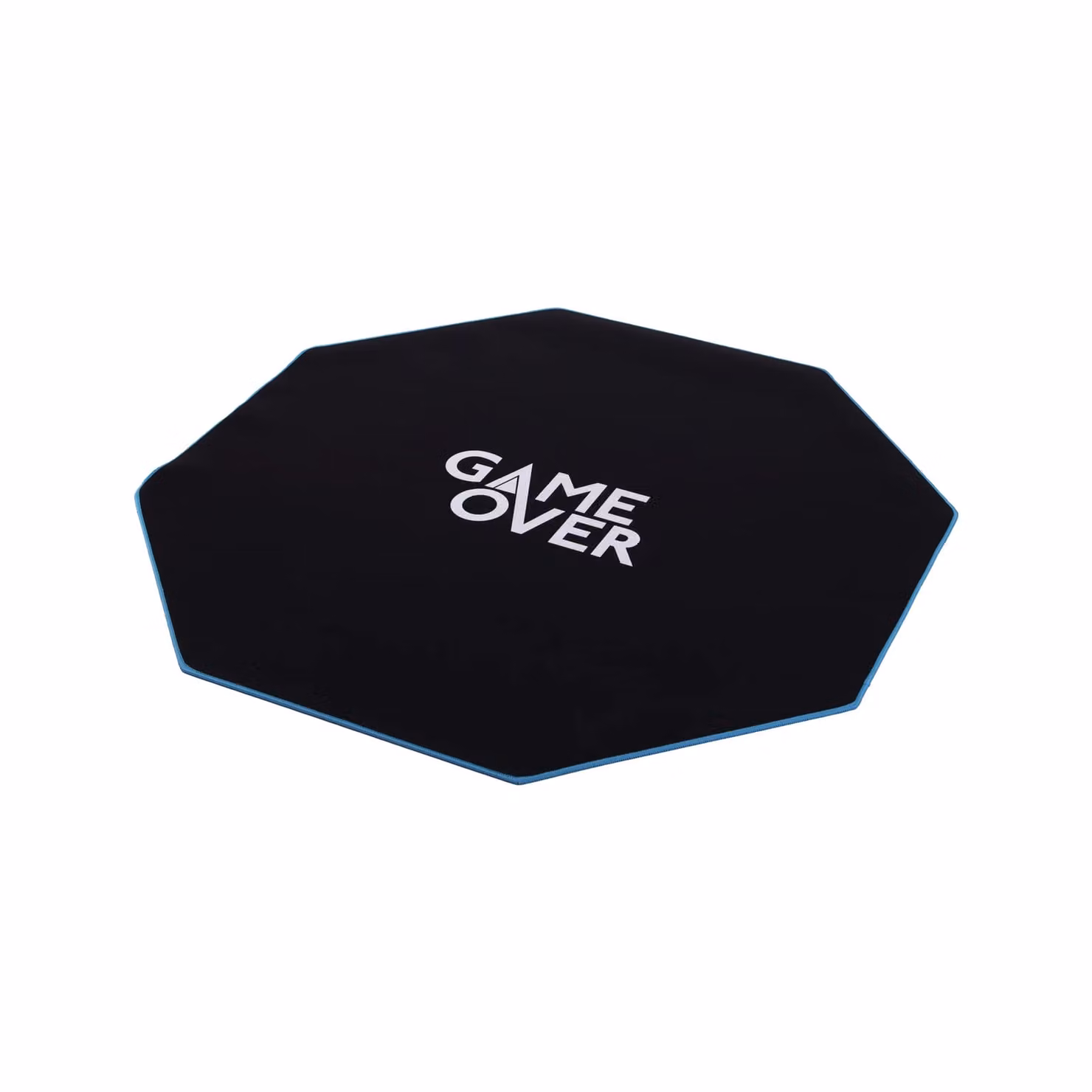Game Over Store Octagonal Anti-Slip Gaming Floor Mat and Chair Protector in Blue and Black