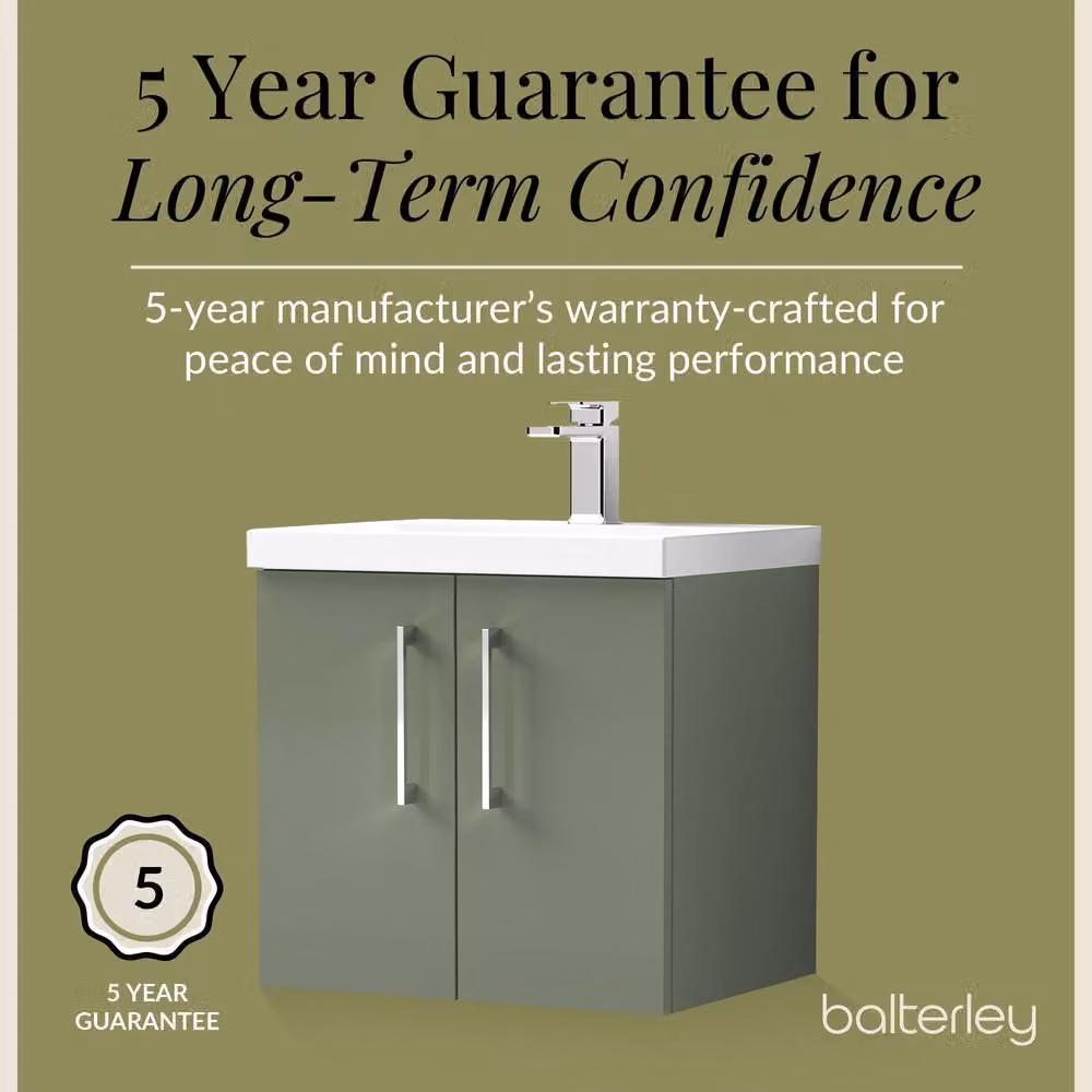 Balterley Contemporary Wall Hung Bathroom Vanity Unit with Mid-Edge Basin, Satin Green, W: 51.0 cm, D: 39.0 cm, H: 57.9 cm – 3