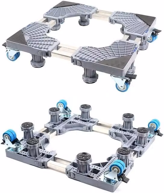 SPETLEK Adjustable Washing Machine Stand Base with 4 Locking Wheels in Grey, W/D/H: 52 x 52 x 4.1 cm