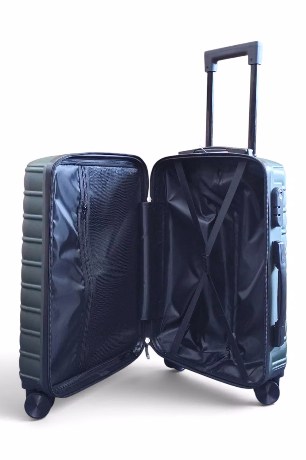 Infinity Leather Voyage Hardshell 8 Wheel Luggage Case in Green, Large, W/D/H: 72 x 48 x 28 cm – 4