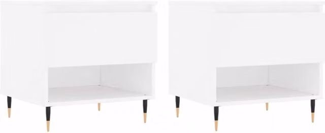 Berkfield Home Set of 2 Modern White Square Coffee Tables, W/D/H: 50 x 46 x 50 cm