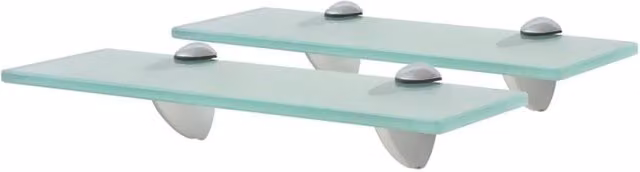 Berkfield Home Set of 2 Clear Glass Floating Shelves, W: 30 cm, D: 10 cm