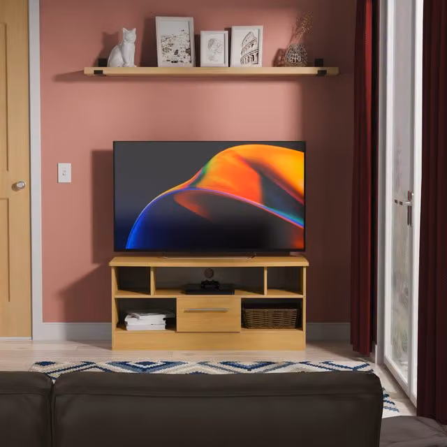 Sherwood Modern Oak Open TV Unit in Brown