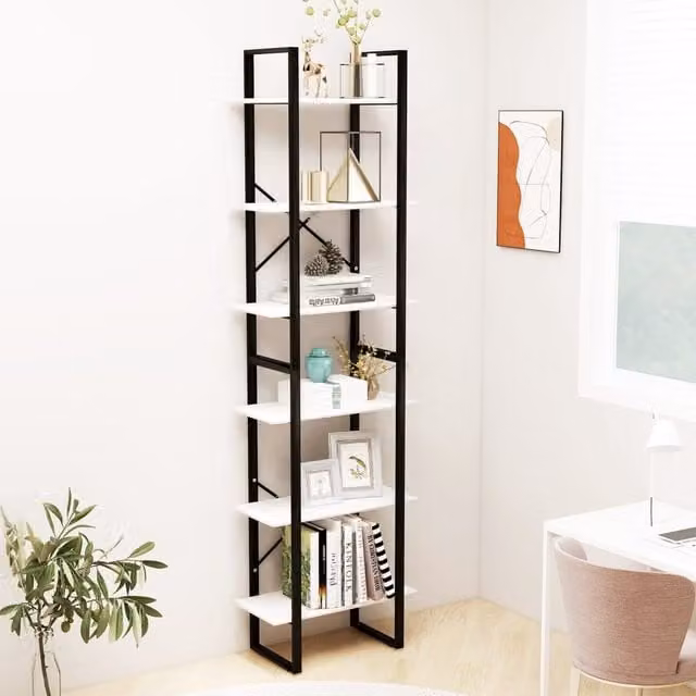 Berkfield Home White Industrial Storage Shelf in Solid Pine Wood, W/D/H: 60 x 30 x 210 cm