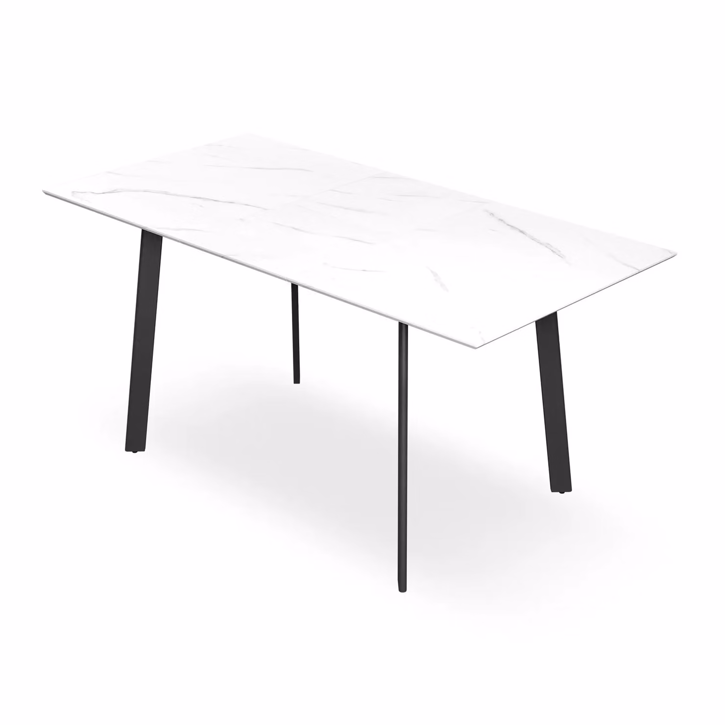 More4Homes Haydon Extendable Rectangular Dining Table, 4-6 Seater, White Marble Effect with Black Metal Legs, W/D/H: 120 x 120 x 76 cm – 2