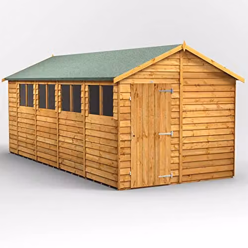 Powersheds Premium Apex Wooden Garden Shed in Natural Brown with Toughened Glass Windows and Security Features – 1