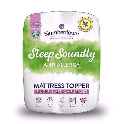 Slumberdown Anti Allergy Single Mattress Topper in White, W/D/H: 90 x 190 cm