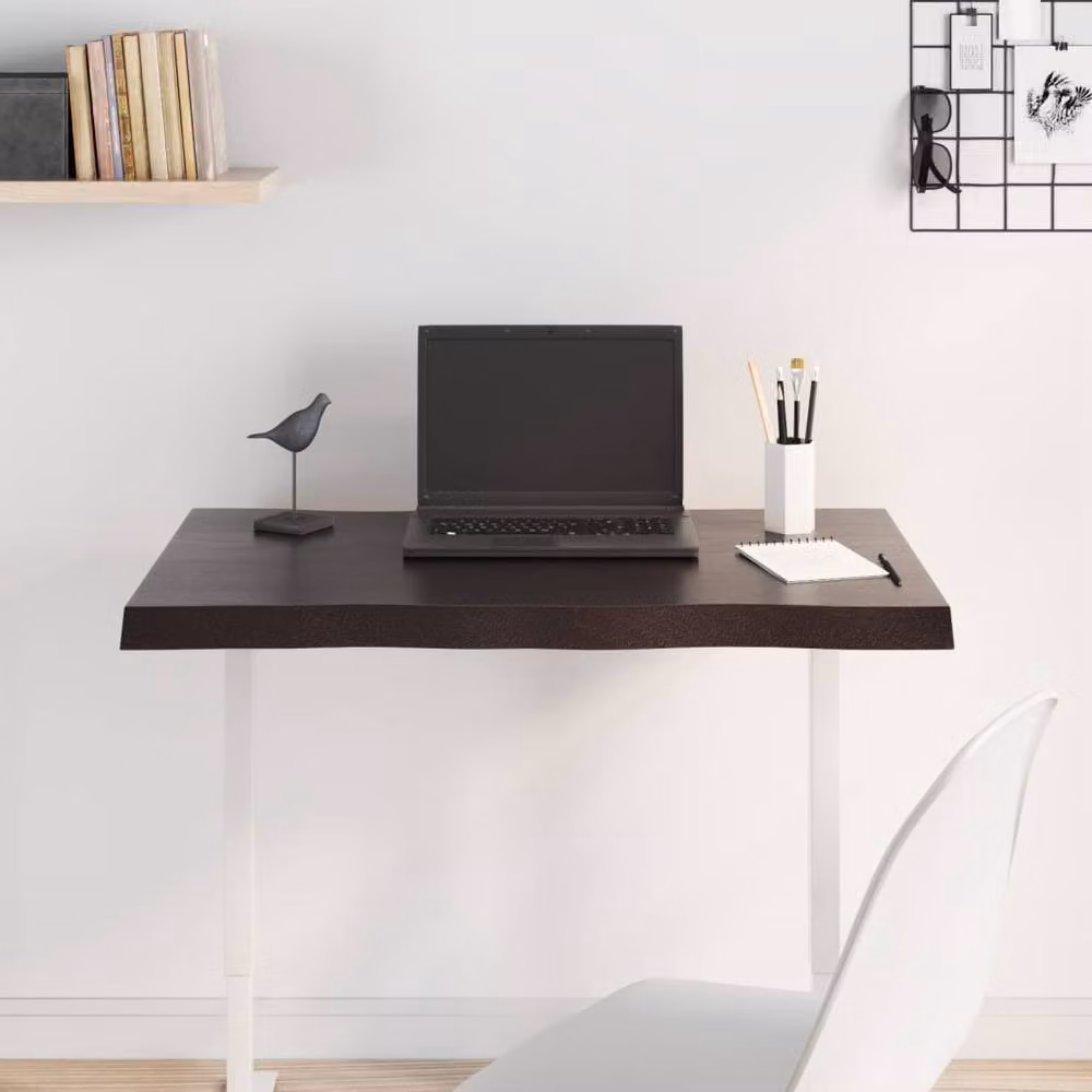 Berkfield Home Dark Grey Live Edge Solid Wood Table Top, W: 80 cm, D: 40 cm – 2