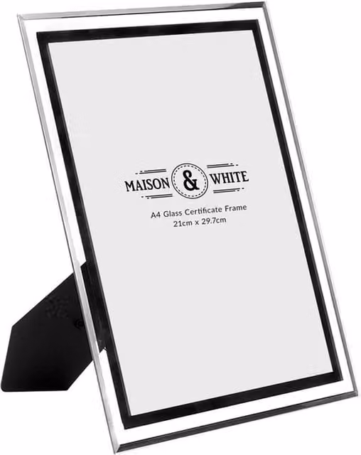 Maison & White Silver A4 Rectangular Single Glass Photo Certificate Tabletop Frame