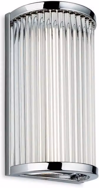Netlighting Jewel Integrated LED Bathroom Flush Wall Light in Chrome with Grey Transparent Glass Rods IP44