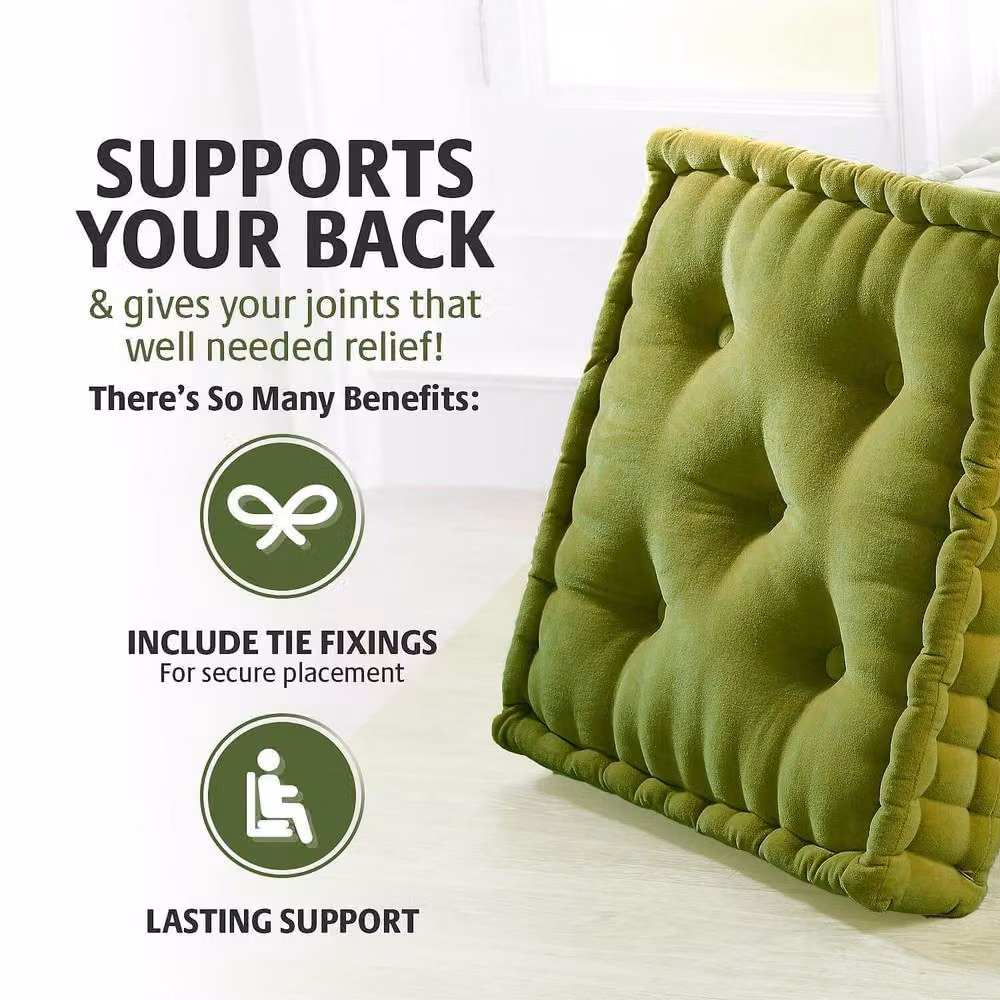Coopers of Stortford Green Velvet Booster Cushion for Adults, W/D/H: 39 x 39 x 7.5 cm – 2