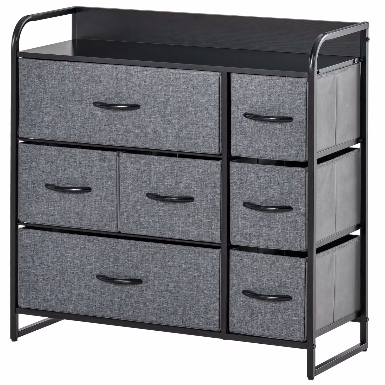 HOMCOM 3-Tier Fabric Bedroom Dresser with Foldable Drawers, Grey – 2