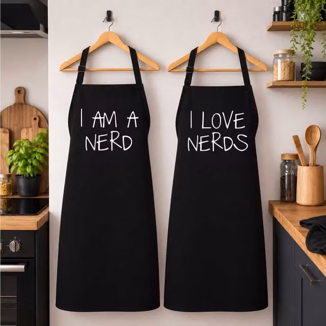 60 Second Makeover I Am a Nerd I Love Nerds Black Apron Set for Adults