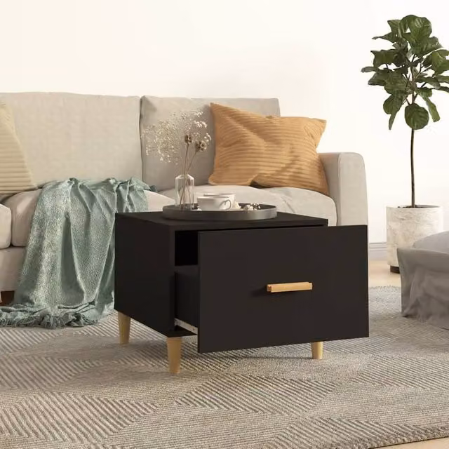 Berkfield Home Sturdy Square Coffee Table in Black, W/D/H: 50 x 50 x 40 cm – 1