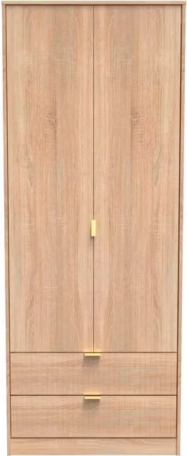 2 U Bexley Ready Assembled 2 Door 2 Drawer Wardrobe in Light Oak