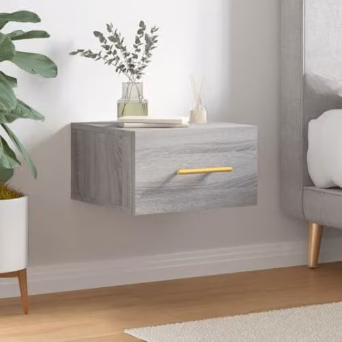 vidaXL Wall-mounted Bedside Cabinet in Grey Sonoma, W/D/H: 35 x 35 x 20 cm – 2