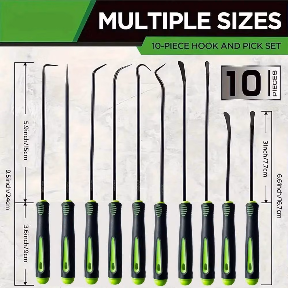 FLAVORA 10-Piece Hook and Pick Set O-Ring Seal Removal Tool in Green – 2