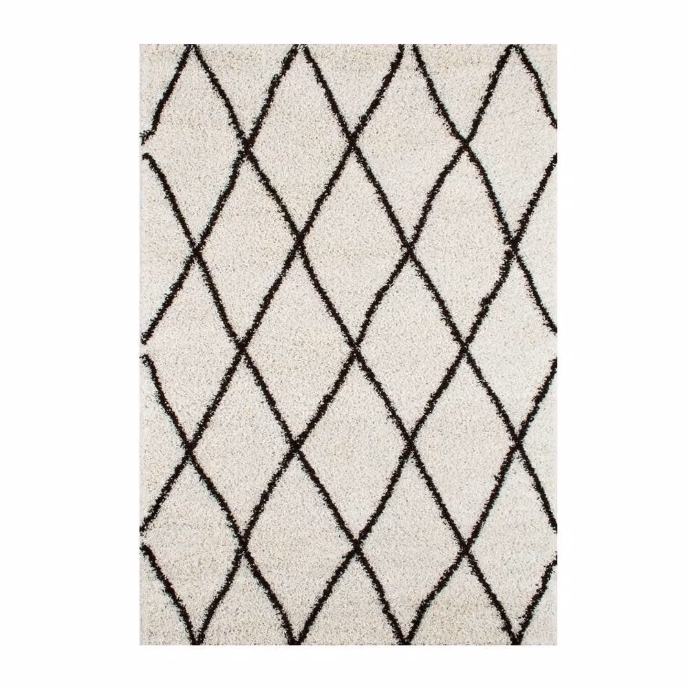 sweeek Shaggy Berber Style Indoor Rug in Black and White, W: 160 cm, D: 230 cm – 2