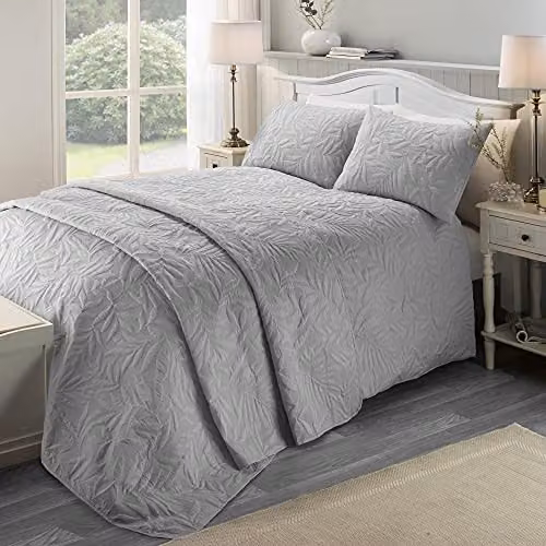 Serene Luana Reversible Floral Microfibre Duvet Cover and Pillowcase Set in Silver and Pink, W/D/H: 230 x 220 x 180 cm