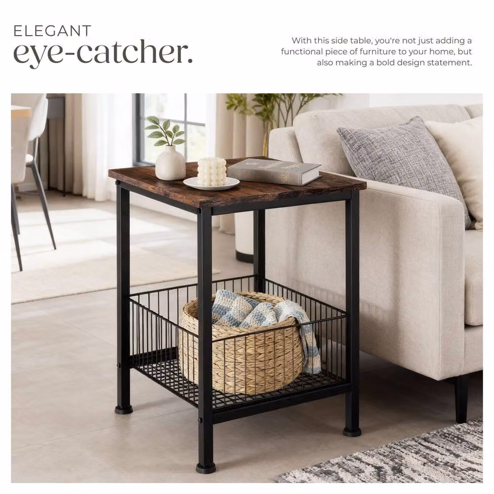 tectake Grimsby Bedside Table in Dark Brown – 5
