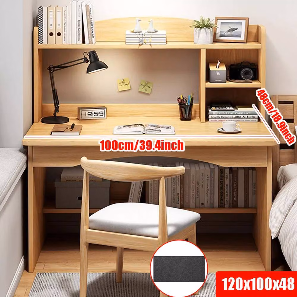 SPETLEK Wooden Computer Desk in Brown with Shelves, W/D/H: 120 x 45 x 45 cm – 2