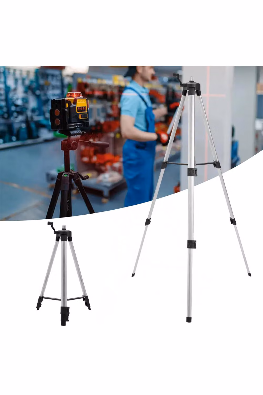 Living and Home Universal Aluminum Tripod for Laser Level in Silver – 2