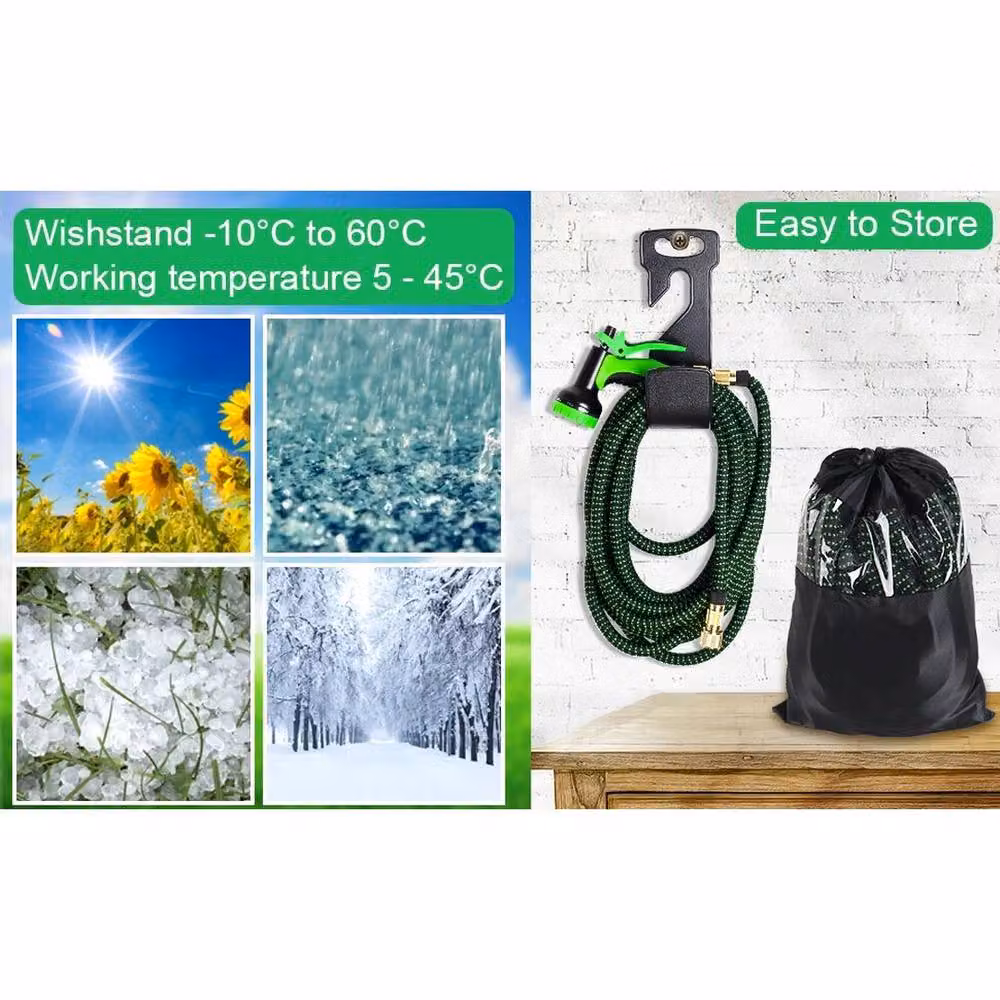 NESTLUNE Heavy Duty Expandable Flexible Garden Hose in Green, 100ft – 3