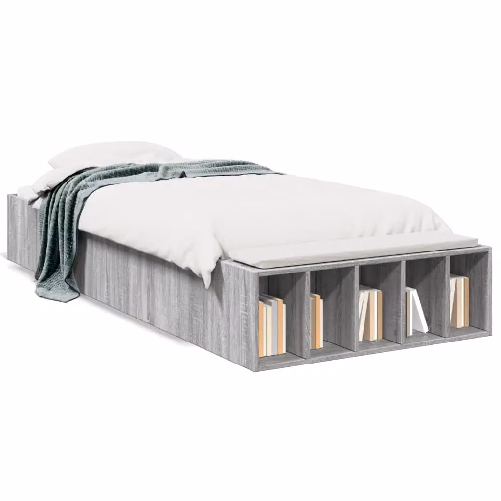 Berkfield Home Grey Sonoma Bed Frame with Side Compartments, W/D/H: 90 x 200 cm – 2