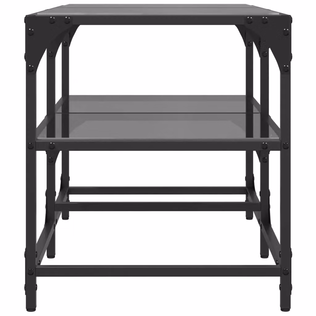 Berkfield Home Industrial Coffee Table with Black Glossy Glass Top and Steel Frame, W: 78.5 cm, D: 40 cm, H: 45 cm – 4